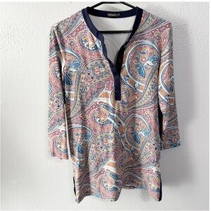 J. McLaughlin blue orange paisley tunic size small